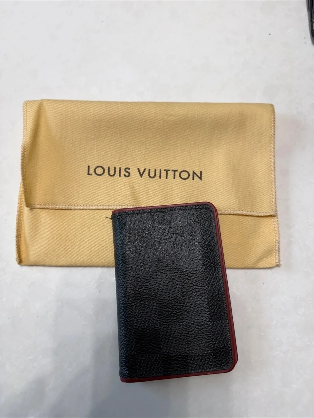 Louis Vuitton Black and Burgundy Bi-Fold Card Wallet